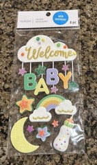 Recollections BABY CLOUD Dimensional Stickers 8 Pieces Sleep Shower Glitter