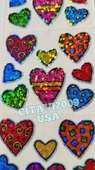 HAMBLY STUDIOS PRISMATIC STICKERS – COLORFUL HEARTS – VINTAGE COLLECTABLE RARE