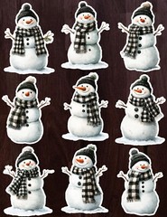 Black and White Snowman Vinyl Stickers Set Scrapbooking Laptop Water Bottle