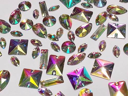 CraftbuddyUD 50pcs AB Clear Mixed Shape Resin Sew On Diamante RhnstneCrystal Gem