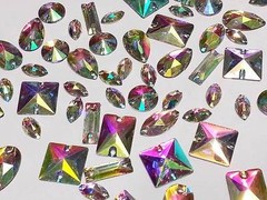 CraftbuddyUD 50pcs AB Clear Mixed Shape Resin Sew On Diamante RhnstneCrystal Gem