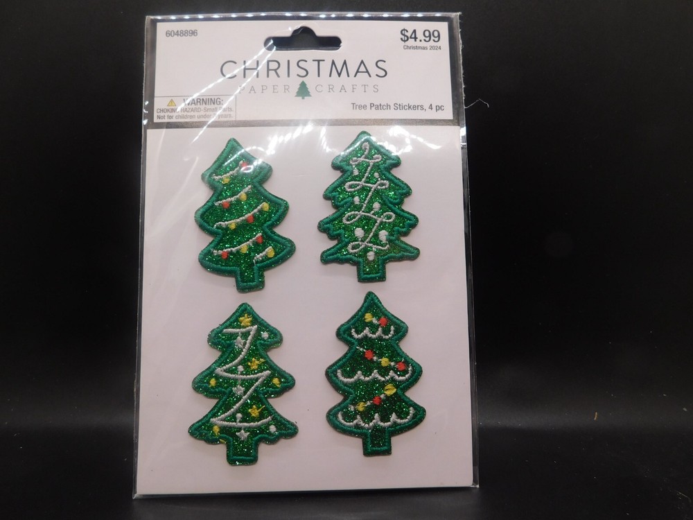 Christmas paper crafts Tree patch stickers 4pc