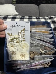 Floral Embellishments, Multicolor, Faux artificial paper/fabric embellishments