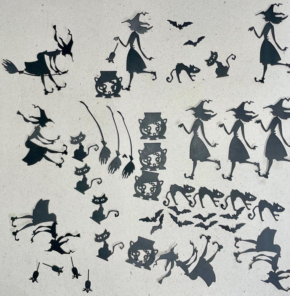 💜TOIL & TROUBLE paper die cut embellishments scrapbook WITCH HALLOWEEN