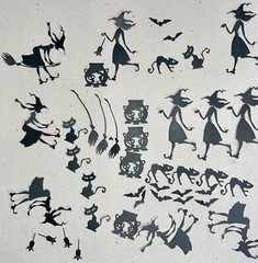 💜TOIL & TROUBLE paper die cut embellishments scrapbook WITCH HALLOWEEN