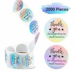 2000 PCS 4 Rolls Thank You for Supporting My Small Business Stickers Holographic