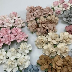 60 Mixed 1-1/2″ of 12 Colors Paper Flower DIY Wedding Scrapbook (TH/R21-Set-D1)
