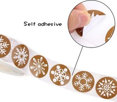 500 Snowflake Stickers, Self Adhesive Snow round Stickers for Christmas Label