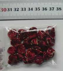 Satin Metallic ROSE Packs – 19 BURGUNDY with Gold Trim – 13-17mm Across VerCFrnt