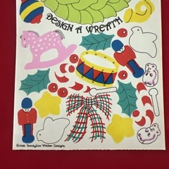 Vtg RARE Maxi Activity Sheet Stickers Sandylion Design A Wreath Christmas 1984