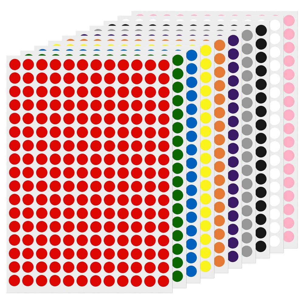 10 Colors Round Labels 0.4 Inch Vinyl Dot Stickers SelfAdhesive Removable Col…