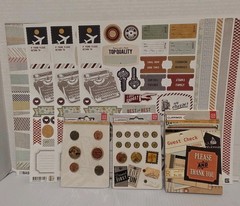 Basic Grey CLIPPINGS Scrapbook 12×12 Sticker Sheets, Snippets, Brads, Buttons
