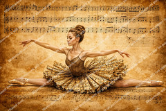 USA Veteran Made Vintage Ballerina Vinyl Print Set of 4 Sheet Music Ballet Wall