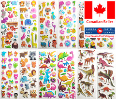 🐠 12 Sheets Puffy Ocean/Forest Animal and dinosaur Sticker Set 🐾