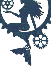 MERMAID/ MERMAIDS, STEAMPUNK! SITTING ON & IN GEARS, SILHOUETTE DIE CUT/ CUTS
