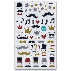 CUTE MUSTACHE GLITTER STICKERS Sheet Kid Craft Scrapbook NEW Sticker Moustache