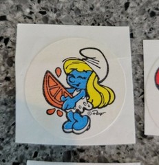 Set of 4 Vintage 80s Stickers Scratch & Sniff Smurfs smurf peyo stick ons scent