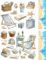 Coastal Lifestyle Clipart Collage Supply Scrapbook Junk Journal Kit Card Toppers