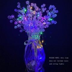 16 Stems Acrylic Glass Flower Bouquet Handmade Crystal Silver Glitter Berry B…