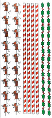 Christmas Kids Holly Candy Cane Reindeer Red Green MAMBI 12″ Border Stickers