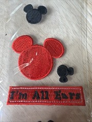 Disney Mickey Mouse Embroidered Stickers Scrapbook Ears Red Black
