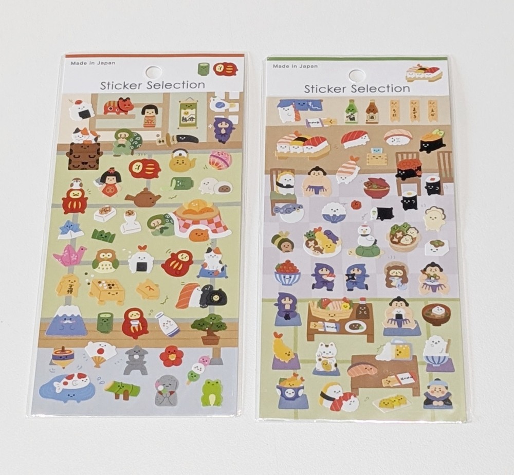 Japanese Washi Sticker 2 Sheet Kawaii Lucky Charm Mini Stickers made in Japan