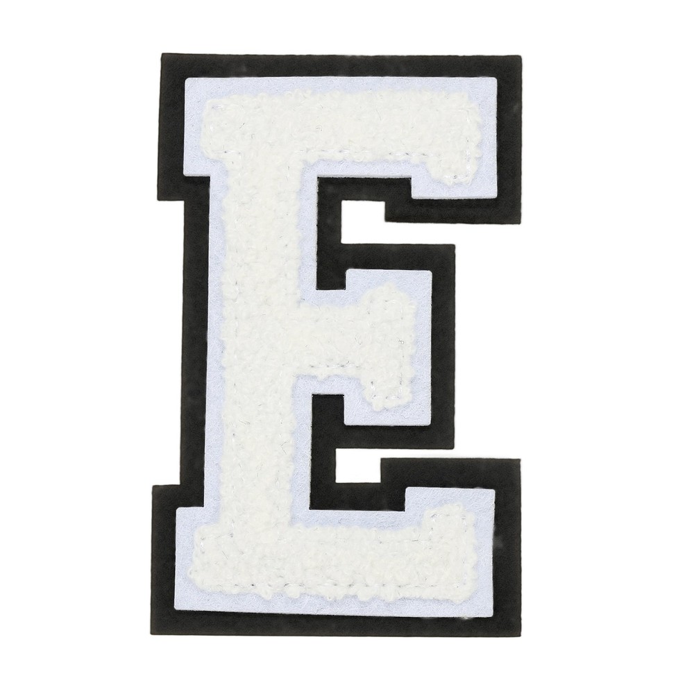 4″ Chenille Letter Patches,White Chenille Initial A-Z Patches (Letter E)