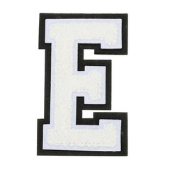 4″ Chenille Letter Patches,White Chenille Initial A-Z Patches (Letter E)