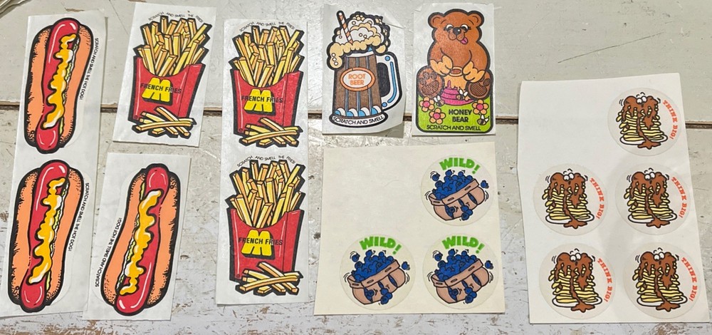 Vintage 80’s Scratch and Sniff Smell Mellow Smello Stickers Blueberry Pancake