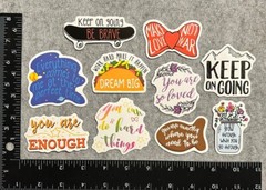 Lot of 10 Assorted Positive Affirmation Stickers Smile Happy Love Fitness