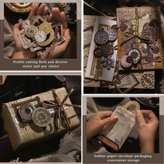 120Pcs Steampunk Junk Journal Supplies, Small Vintage Scrapbook Materials Pap…