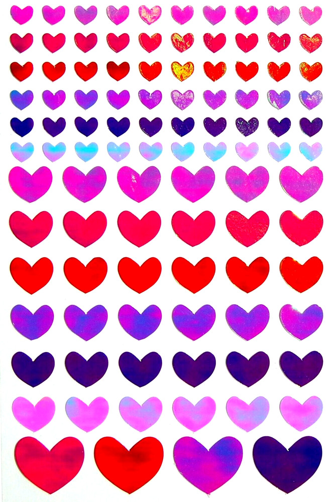 100 pc. 5″X8″ SHEET FOIL IRIDESCENT ROMANTIC HEART STICKERS #9 Fast USA Ship!