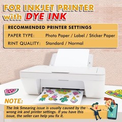 Printable Glossy Sticker Paper – 120 Sheets, 8.5×11, Inkjet-Compatible