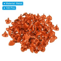 Brads for Paper Crafts, 100 Pcs Orange Metal Heart Paper Fasteners, 9 mm