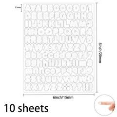 Starboling White Alphabet Stickers, 1/2 inch, 10 Sheets, 0.5»,