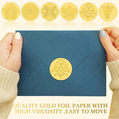 540 Pcs Gold Embossed Envelope Seals Stickers Flowers Plants Self Adhesive Seals