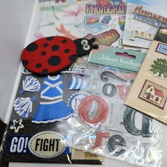 Lot Of Assorted Scrapbook Crafts Embellishments Stickers Family School Sports