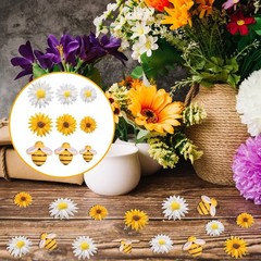 100Pcs Resin Bees Daisy Flowers Decor Bumblebee Embellishment Bees Flatback B…