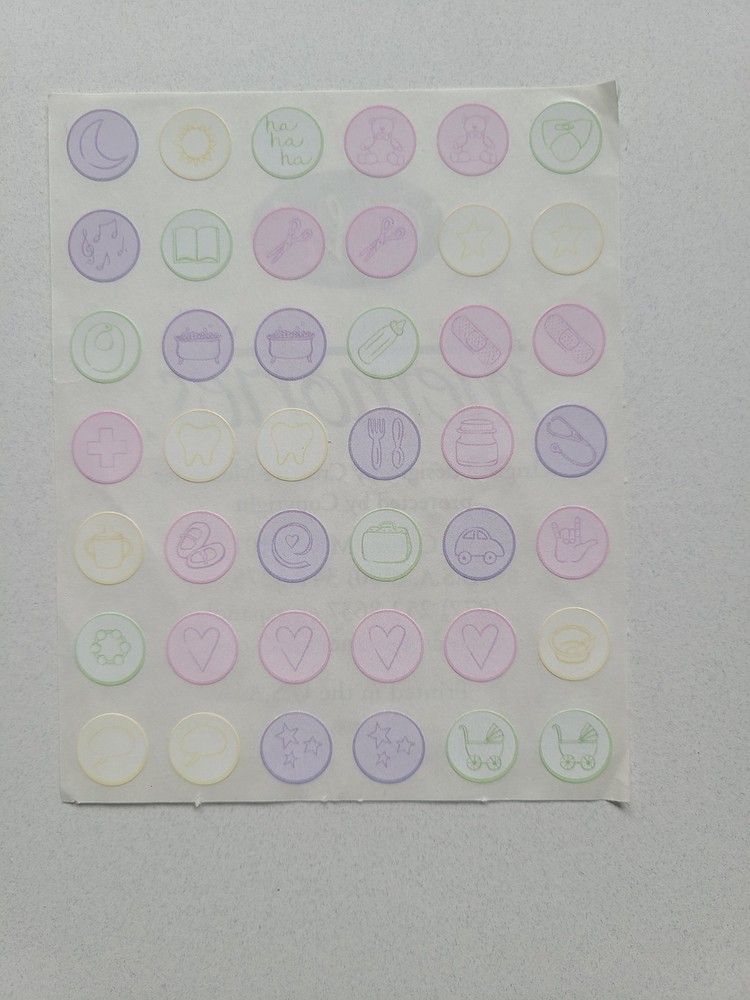 Creative Memories Baby Milestone Round Icon Pastel Pink Lavender Stickers
