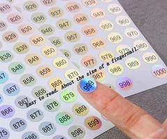 20 Sheets 1 to 1000 Consecutive Laser Number Stickers round Self Adhesive Reflec