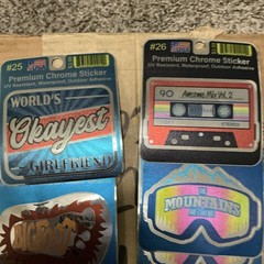 Lot of 6 Premium Chrome Stickers Multicolor Music Sports Mountains Bigfoot #23