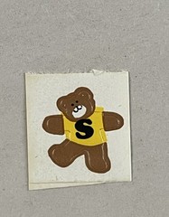 Vintage Toots Alpha Bear Stickers Cardesign A-Z Letter S Teddy Bear 1983 80s