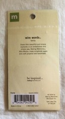 NEW Making Memories Wire Words – Family – 6 Pieces Father Mother Brother Sister