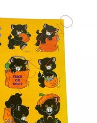 Vintage Stickers Halloween Black Cat Jack-o-Lantern Pumpkin 1993 Gibson 2 Sheets
