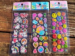 Cute and cool puffy sticker sheets you choose.manga,cartoon,disney,hello kitty
