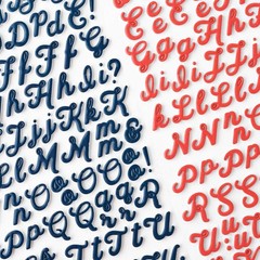 American Crafts FLAGS & FRILLS ALPHABET THICKERS (2) STICKER SHEETS scrapbooking