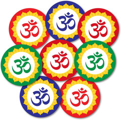 Om Symbol Decorative Party Stickers, 40 Count, 2 Inches, Round, 4 Traditional Co