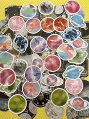 HUGE Lot of 90 Planets Stars Constellation Stickers Scrapbook Collage Paper