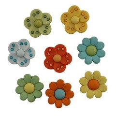 Buttons Galore 50+ Assorted FLOWER POWER Theme Buttons Set for Sewing & Crafts