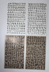 12 Alphabet Fonts Rub On Sheets White Brown Black Letters Scrapbooking Crafts